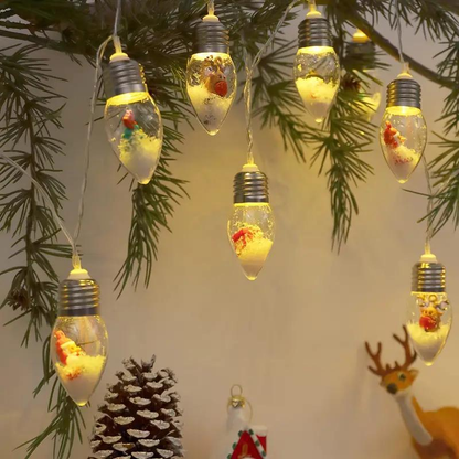 Magical 10/20LED Christmas Snow Globe String Lights - Santa Claus & Reindeer Decor for Weddings & Home Parties