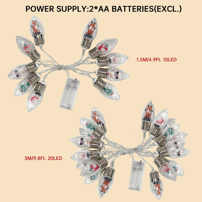 Magical 10/20LED Christmas Snow Globe String Lights - Santa Claus & Reindeer Decor for Weddings & Home Parties