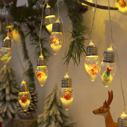 Magical 10/20LED Christmas Snow Globe String Lights - Santa Claus & Reindeer Decor for Weddings & Home Parties